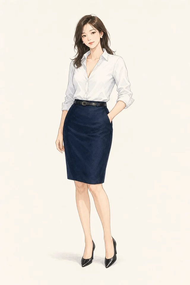骨格ストレートの女性のイメージイラスト